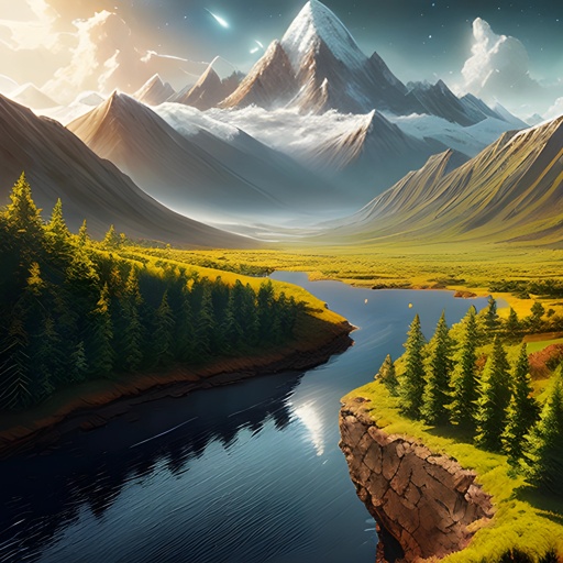 mountains and a river in a valley with a mountain range in the background