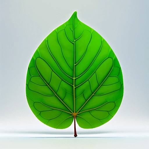 a close up of a green leaf with a white background