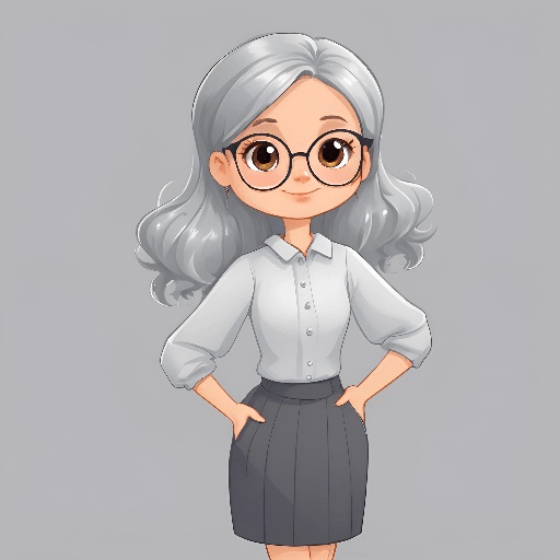 cartoon illustration of a woman in a skirt and glasses