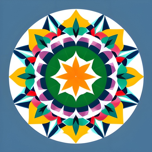 brightly colored circular design with a star in the middle