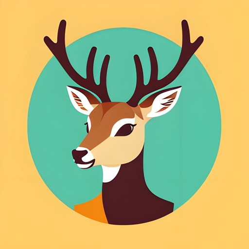 a deer with antlers on its head in a circle
