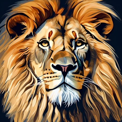 painting of a lion with a sad look on his face