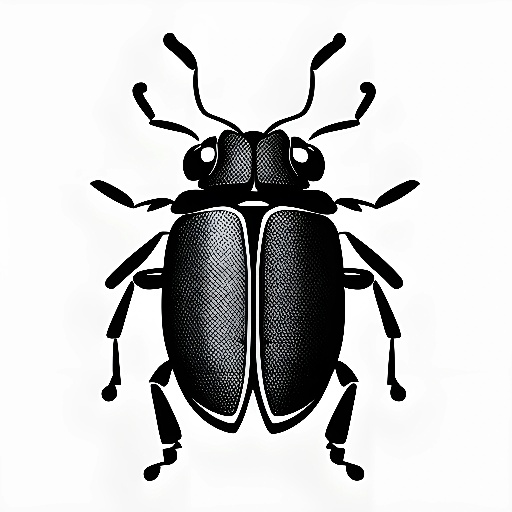 beetle with black and white stripes on a white background