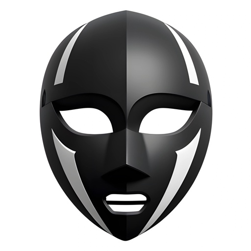 mask with white and black stripes on a white background