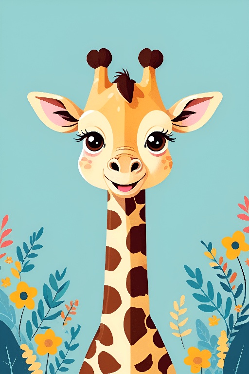 a giraffe that is standing in the grass with flowers