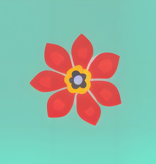 a red flower with a yellow center on a blue background