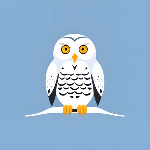 a white owl sitting on a branch with a blue background