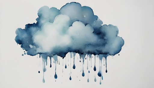 a painting of a cloud with water drops on it