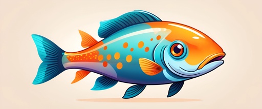 cartoon fish with orange and blue spots on its body