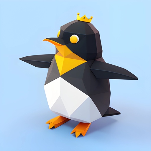 a penguin with a crown on its head