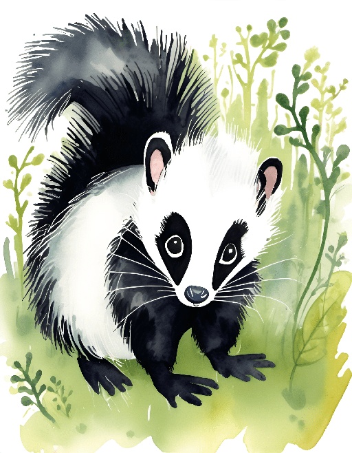 a drawing of a skunky animal in the grass