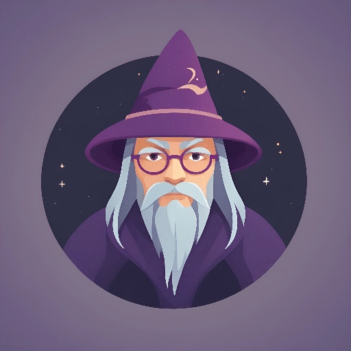 a close up of a wizard with a hat and glasses