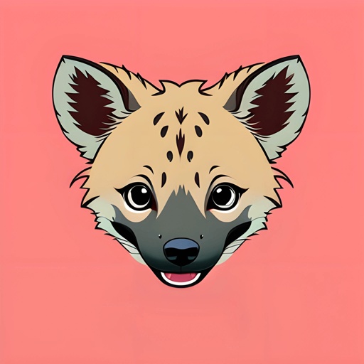 a cartoon of a hyena with a pink background
