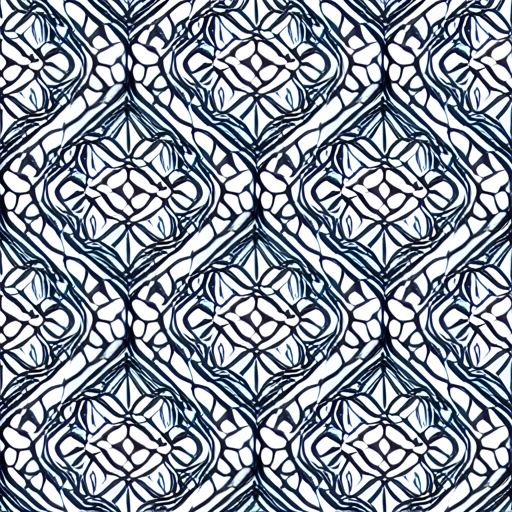 a blue and white pattern with a large, ornate design