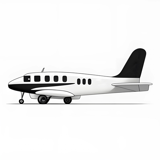 drawing of a small airplane with a black and white stripe