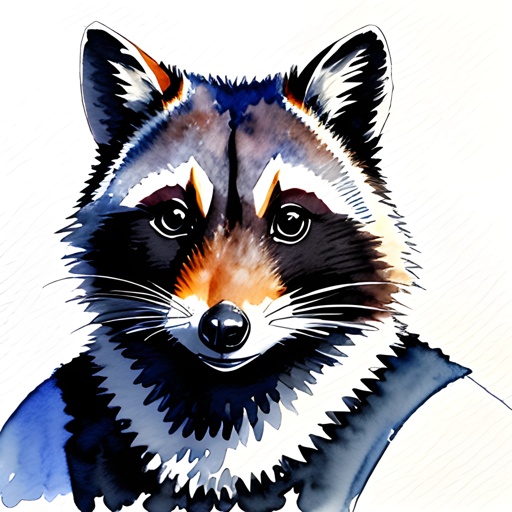 painting of a raccoon with a collar and collar around its neck