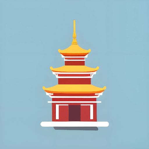 a red and yellow pagoda with a yellow roof
