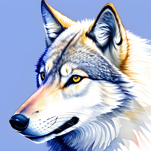 a drawing of a wolf with a blue background