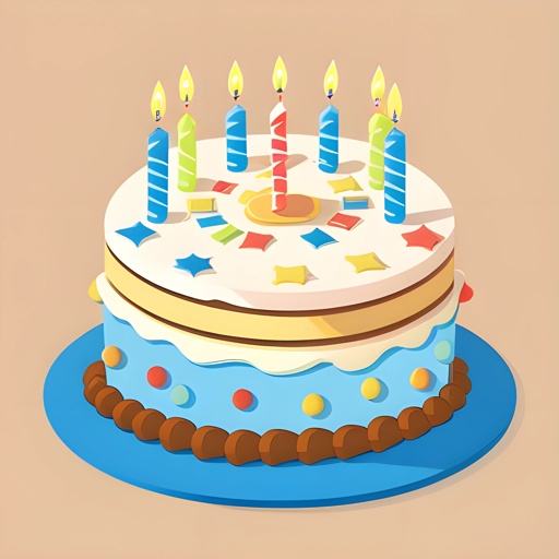 a birthday cake with candles on it on a blue plate