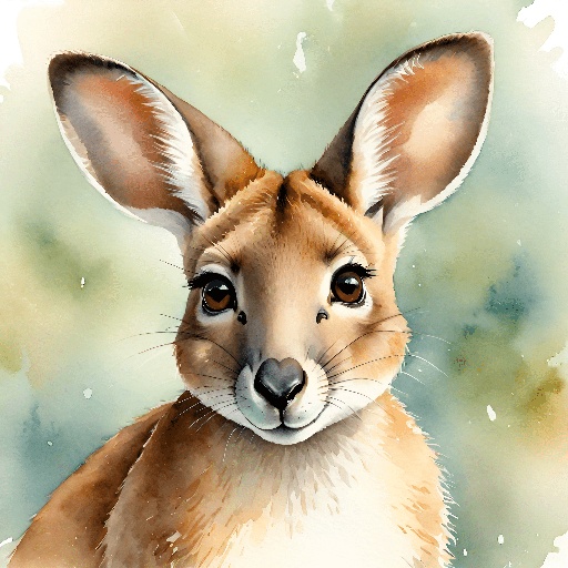 a painting of a kangaroo with a big ear