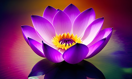 purple flower with yellow center on a dark surface with a red background