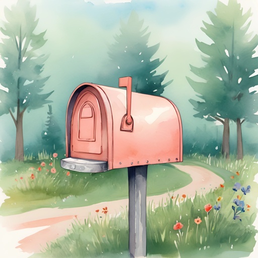 a watercolor painting of a mailbox in the grass