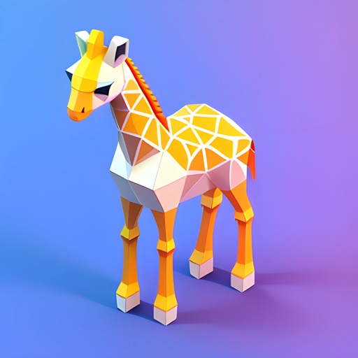 a giraffe made out of paper on a blue background