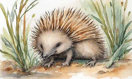 a painting of a hedgehog in the grass