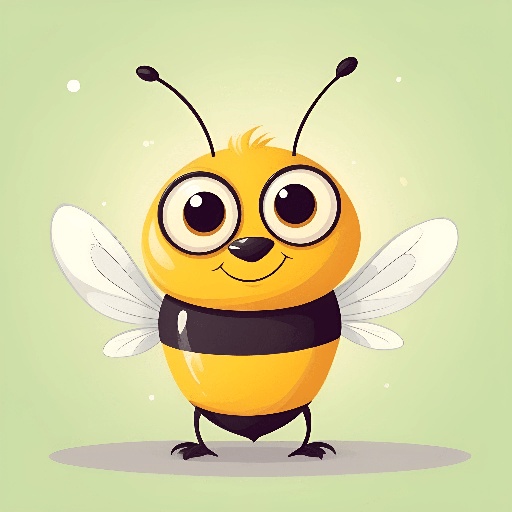 cartoon bee with glasses and a bee costume