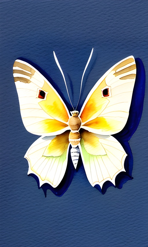 a butterfly that is painted on a blue surface