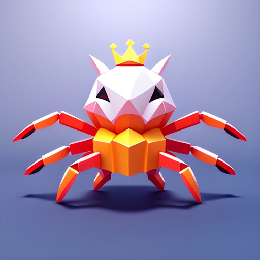 a paper model of a crab with a crown on its head