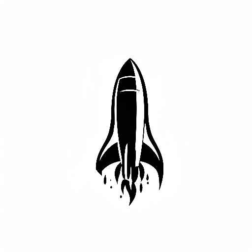 a black and white picture of a rocket ship
