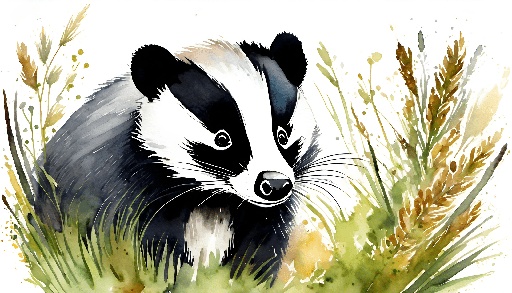 a painting of a badger in the grass