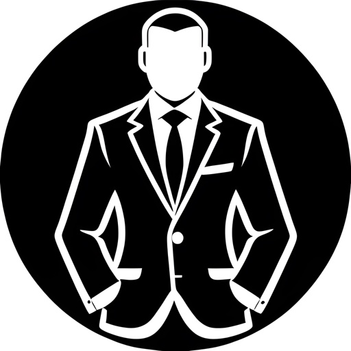 a black and white silhouette of a man in a suit