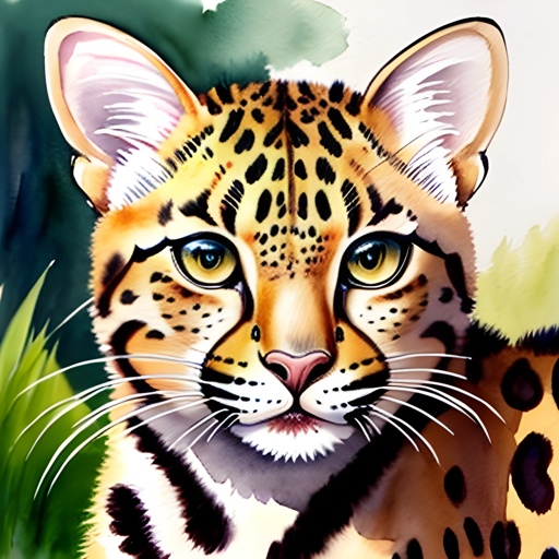 painting of a leopard with a green background