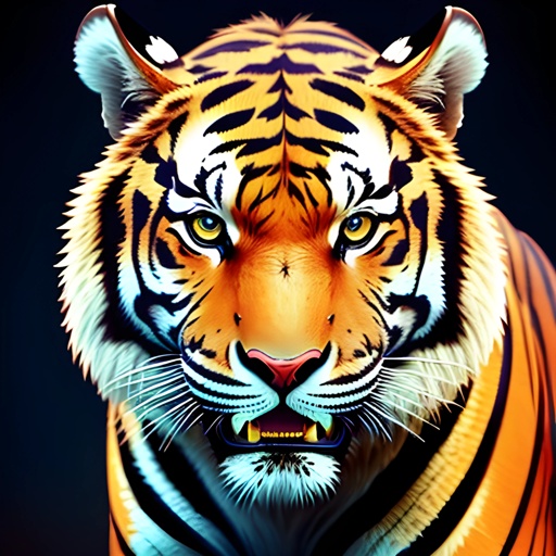 brightly colored tiger with a black background