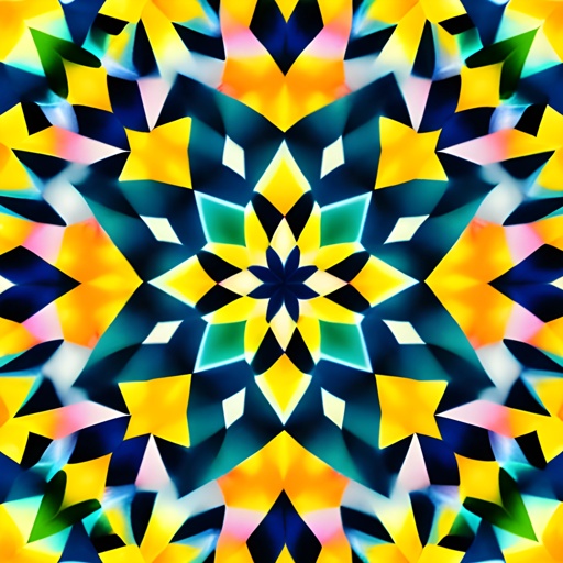 a close up of a colorful abstract design with a star