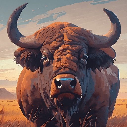 a painting of a bull standing in a field