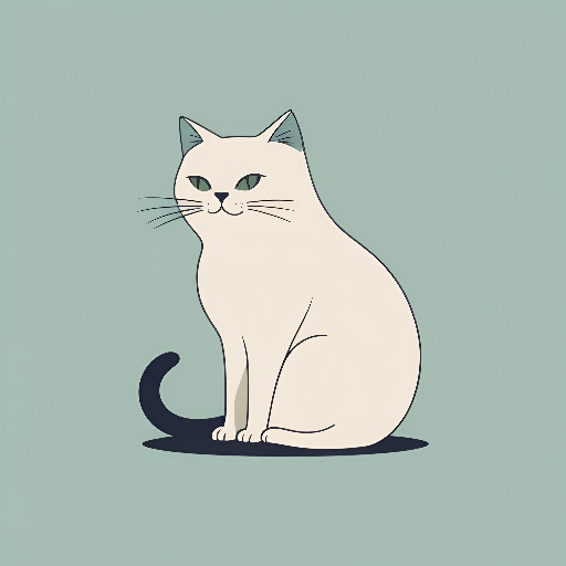 a white cat sitting on a green background