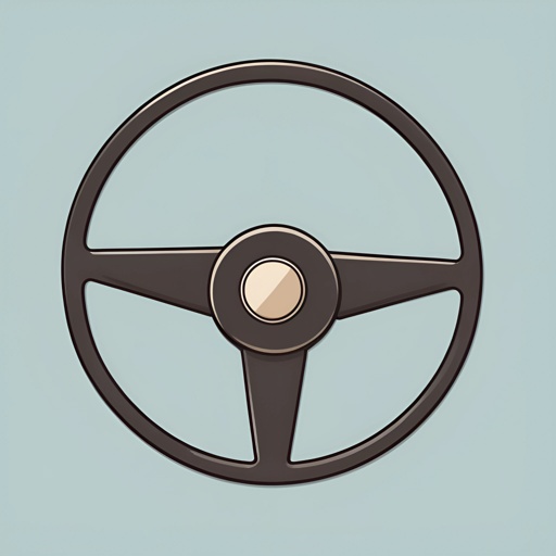 steering wheel with a black spoke and a brown center