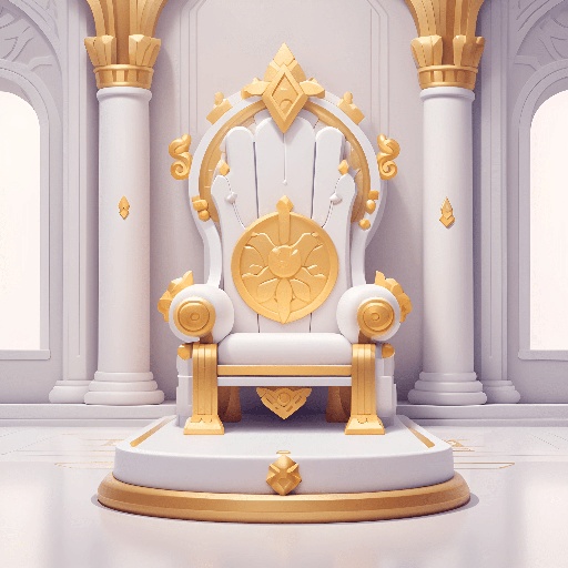 a throne with a clock on it in a room