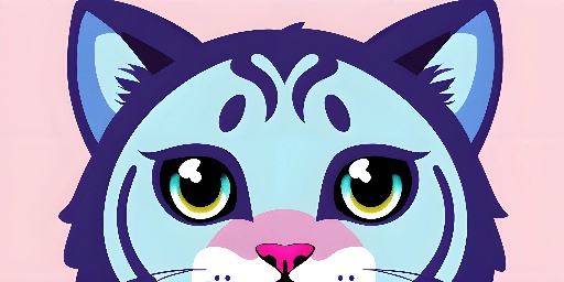 a cartoon cat with big eyes and a pink nose