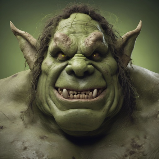 green troll with long hair and big teeth