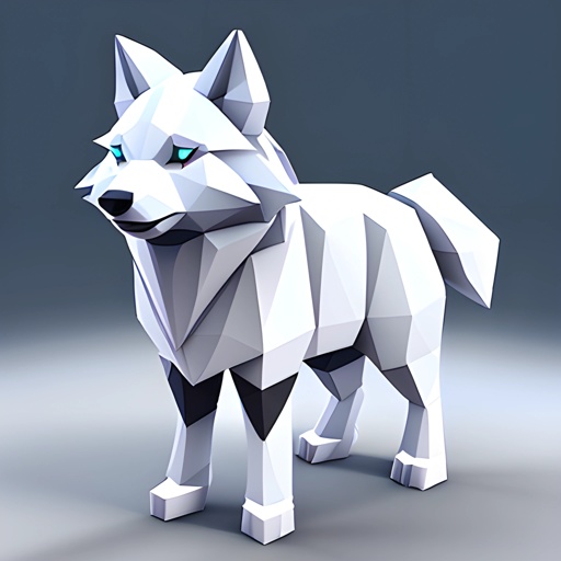 white dog with blue eyes standing on a gray surface