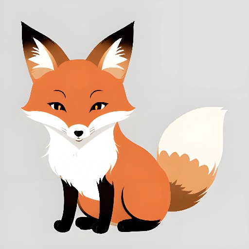 a cartoon fox sitting on a gray surface