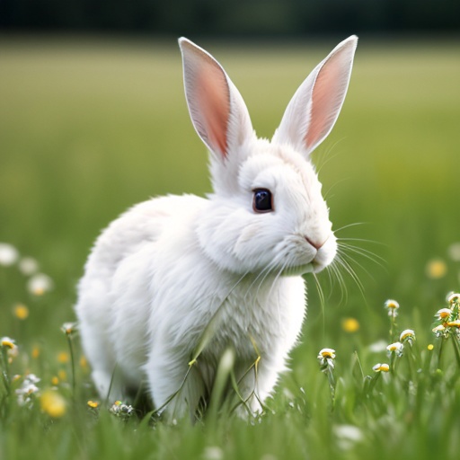 a white rabbit that is standing in the grass