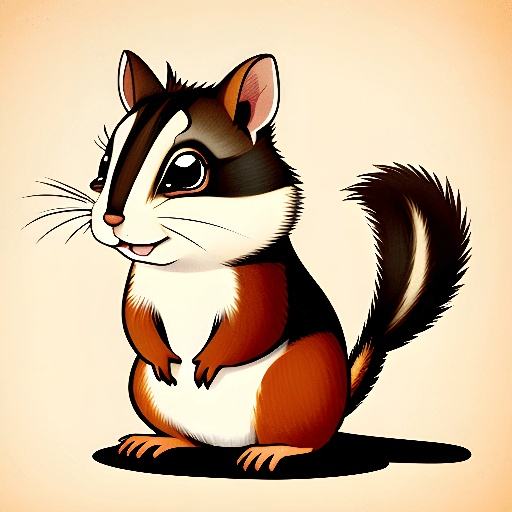 cartoon illustration of a squirrel sitting on its hind legs
