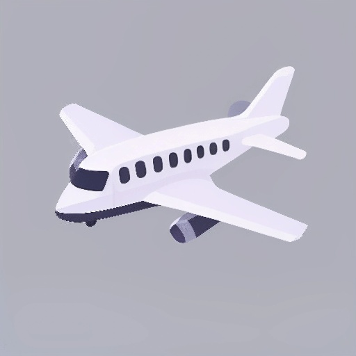 a white airplane flying in the sky with a gray background
