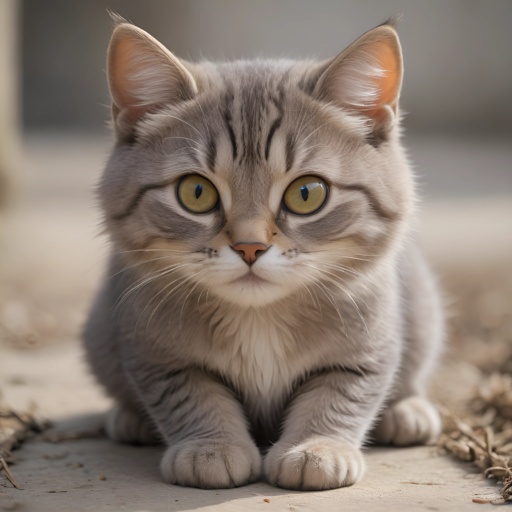 a cat that is sitting on the ground looking at the camera