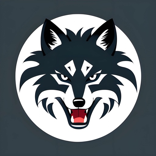 a wolf's head with a white circle